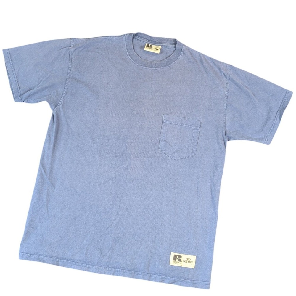 Russell Athletic Pro Cotton Pocket T-Shirt Mens Medium Blue Short Sleeve Tee